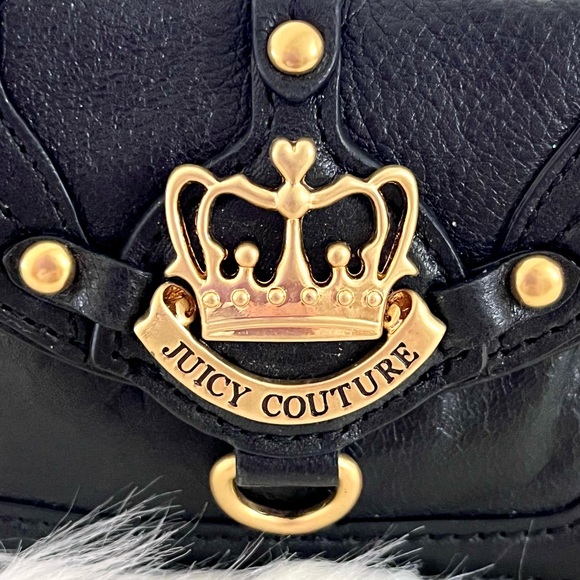 NWT Black Leather Wallet Gold Crown RARE Y2K - Picture 4 of 8